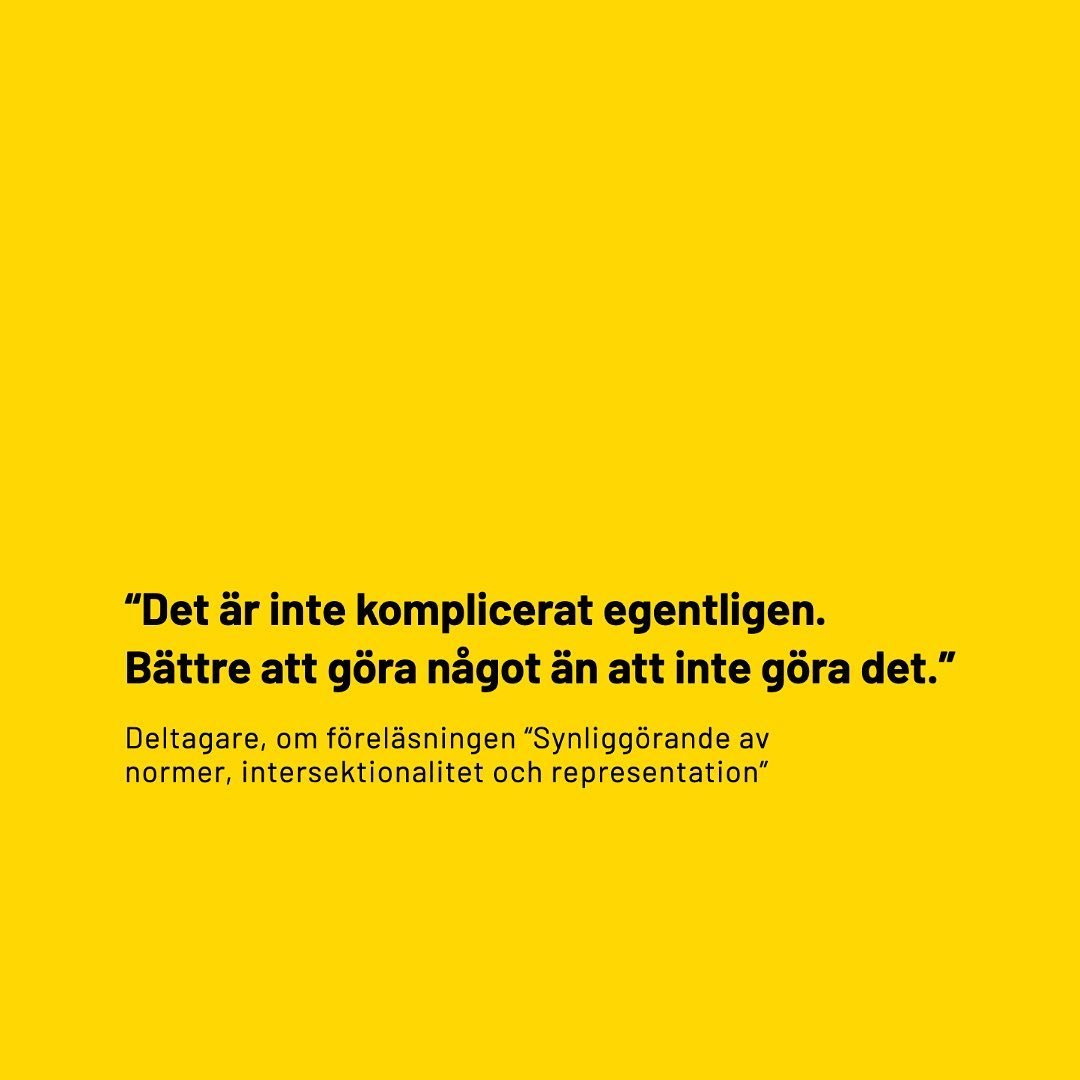 I veckan höll Fanzingo föreläsningen "Synliggörande av normer, intersektionalitet och representation" för kommunikationsbyrån @valentin.experience i Göteborg. I slutet fick deltagarna dela med sig av vad de tog med sig från föreläsningen:

”Eftertanke, omtanke och magkänsla”

”Viktigt! Ett ämne vi aldrig får sluta prata om, utan något vi behöver arbeta aktivt med. Särskilt eftersom vi inte representerar alla perspektiv internt.” 

Mer om kursen:
En informativ & rolig föreläsning där Fanzingo reder ut begrepp som klass, etnicitet/ras/religion, vithetsnormen, ålderism, cis – och representation utifrån kön. Hur gör man för att inkludera ett normkritiskt perspektiv i sin kommunikation/ på sin arbetsplats? 

Efter föreläsningen har du koll på begreppen som gör att du kan ta jämlikheten ut i praktiken. Vi anpassar utbildningar utifrån beställarens mål och förkunskaperna i gruppen. Våra workshops är anpassade för nybörjare och semiprofessionella som behöver utbildning eller handledning för ett specifikt projekt. 

Vill din arbetsplats också boka oss?
Läs mer om våra workshops och föreläsningar i vår profil.
