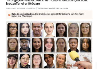 19 unga journalister ställer mediebranschen till svars i Aftonbladet