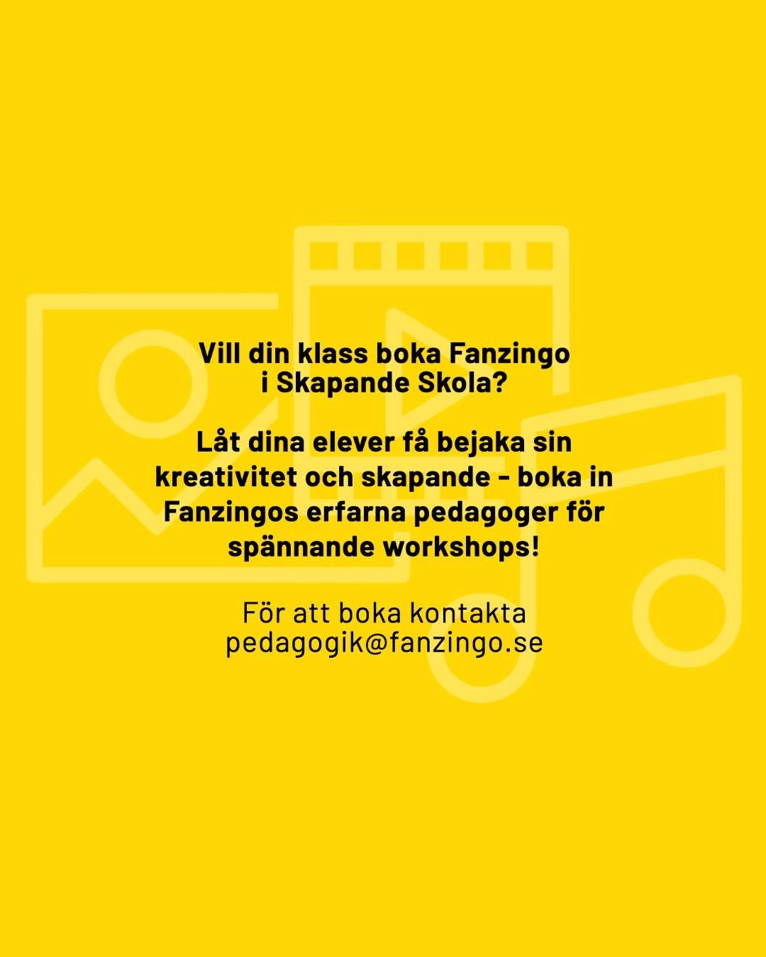 Skapande skola! Fanzingo erbjuder flera spännande och kreativa workshops inom ramen för Skapande Skola. Det handlar om film- och radio koncept i olika längd som riktar sig till alla åldrar i årskurserna f-9. ⁠

Går även att boka digitalt!⁠

Läs mer om våra olika koncept via länken i vår profil eller kontakta oss så berättar vi mer pedagogik@fanzingo.se

#redigering⠀